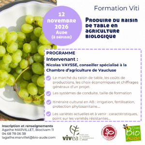 Formation : Produire du raisin de table en agriculture biologique